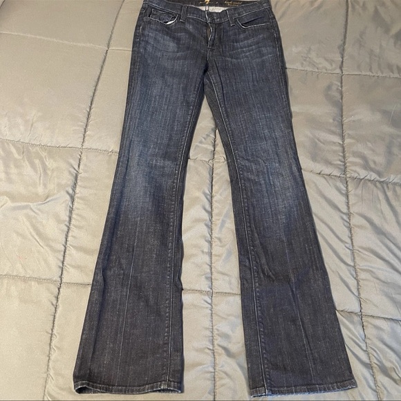 7 For all Mankind Low Rise Bootcut Jeans Women's 28 Dark Wash Denim Solid - Picture 3 of 7